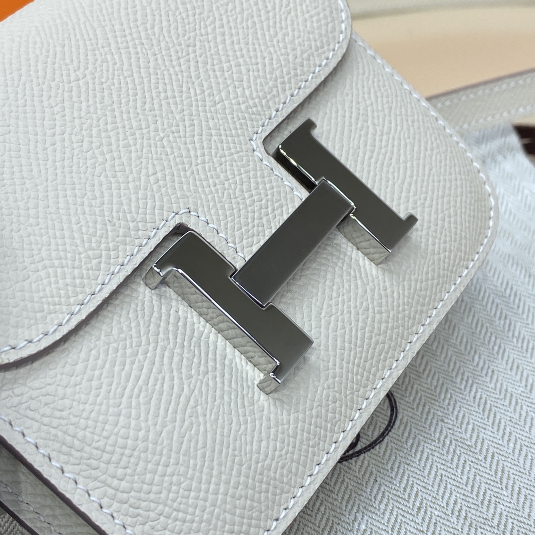 Hermes Constance Slim Wallet Belt Bag In White Epsom Leather